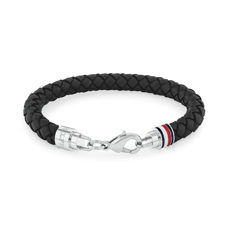 Tommy Hilfiger Jewellery Stainless Steel & Black Leather Men's Leather Bracelet - 2790545