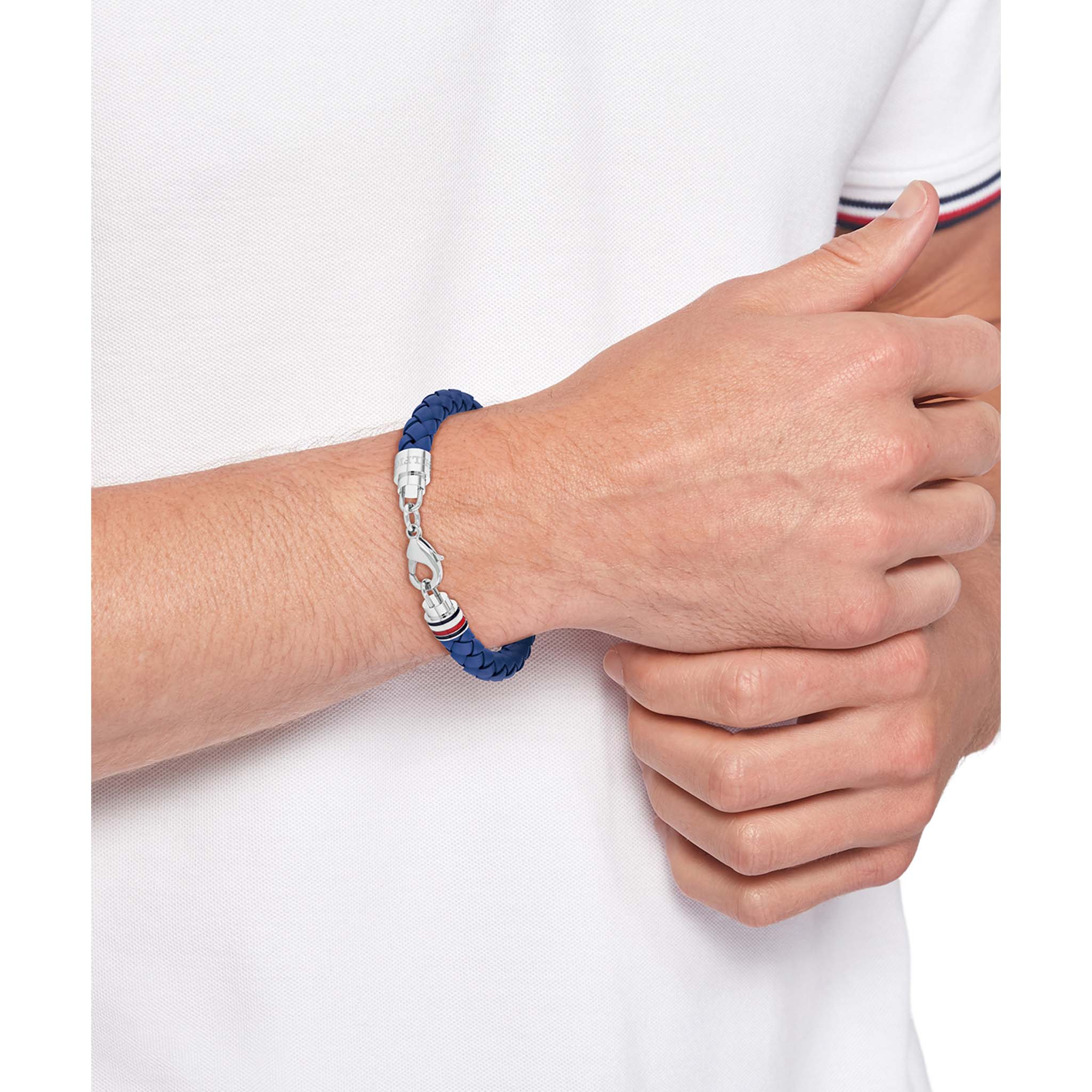 Tommy Hilfiger Jewellery Stainless Steel & Blue Leather Men's Bracelet - 2790548