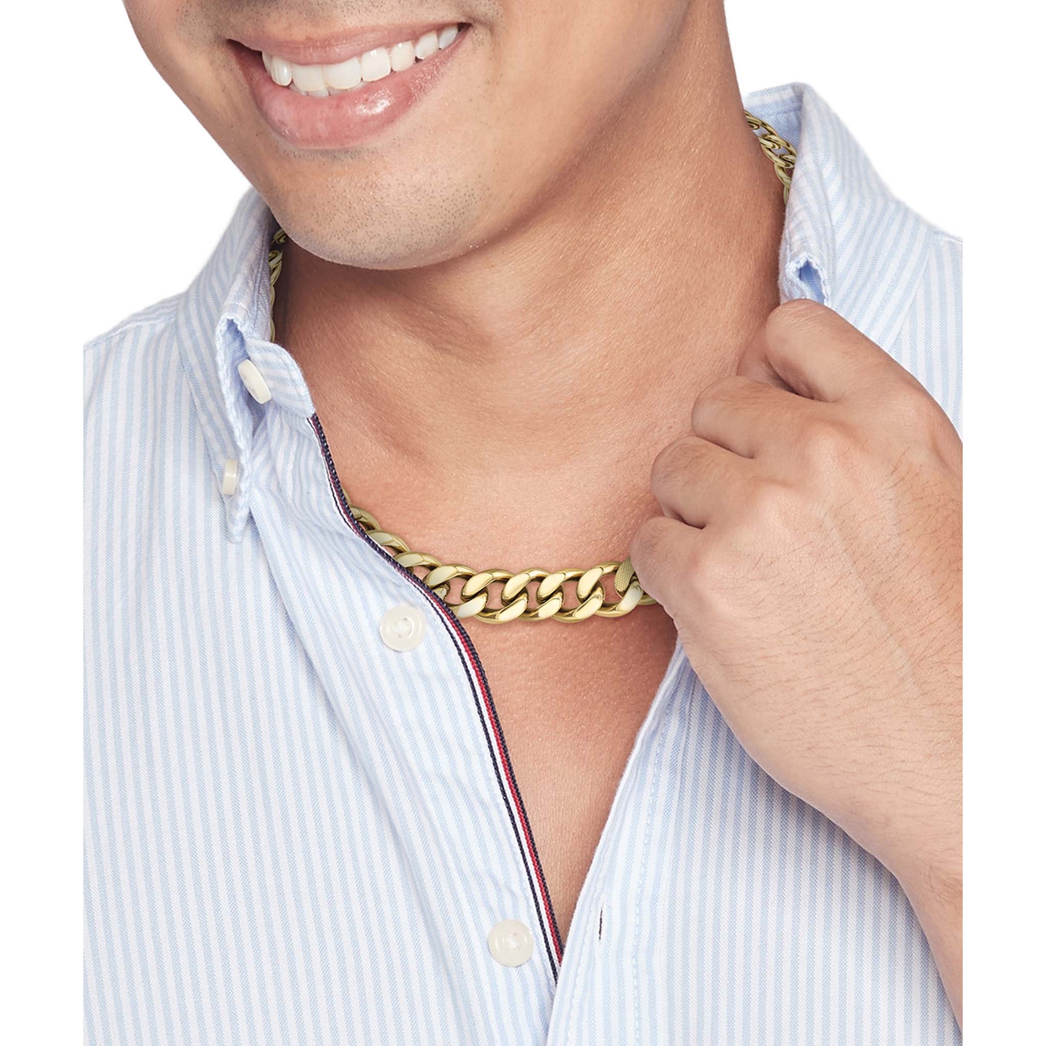 Tommy Hilfiger Jewellery Gold Steel Men's Chain Necklace - 2790636