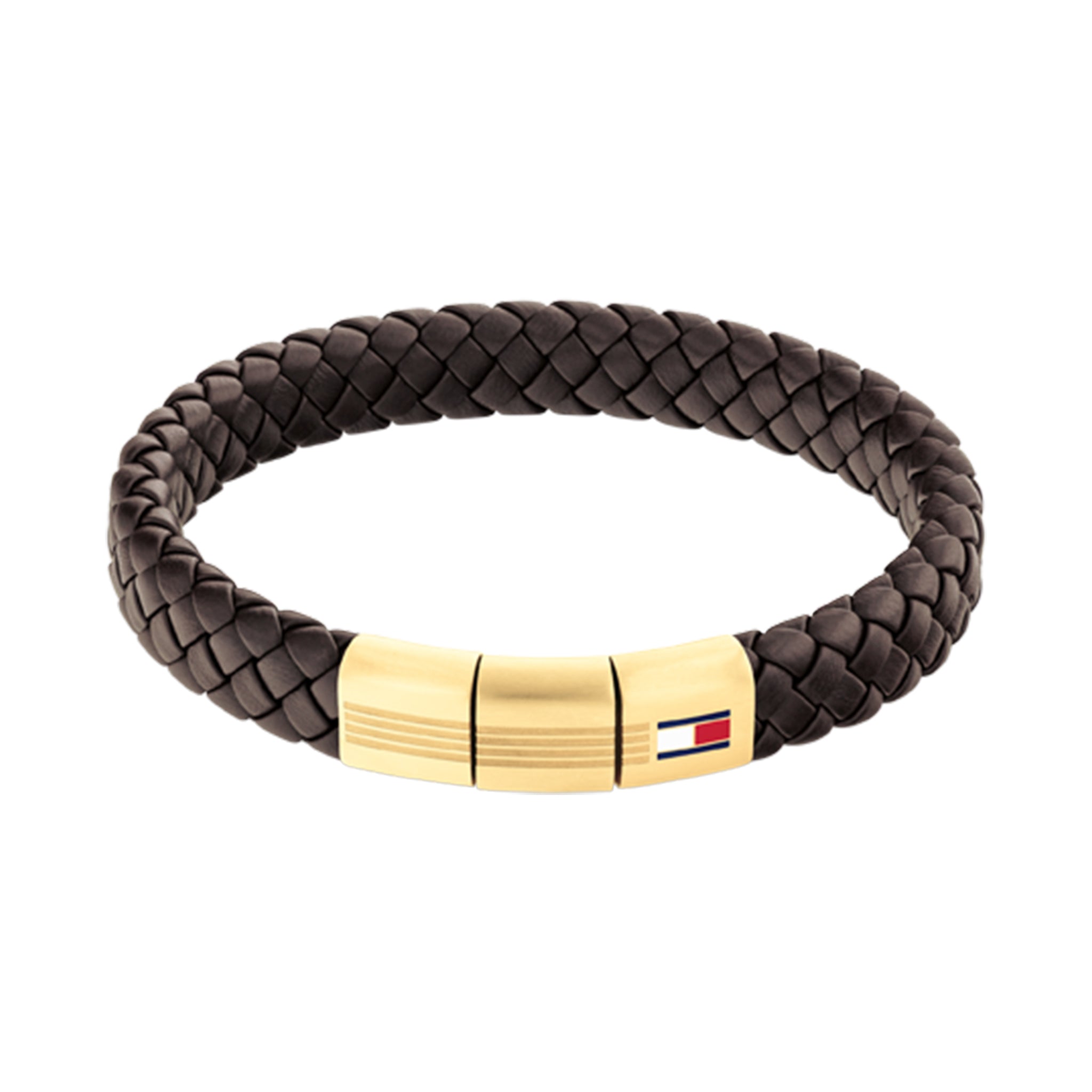 Tommy Hilfiger Jewellery Gold Steel & Brown Leather Men's Bracelet - 2790671