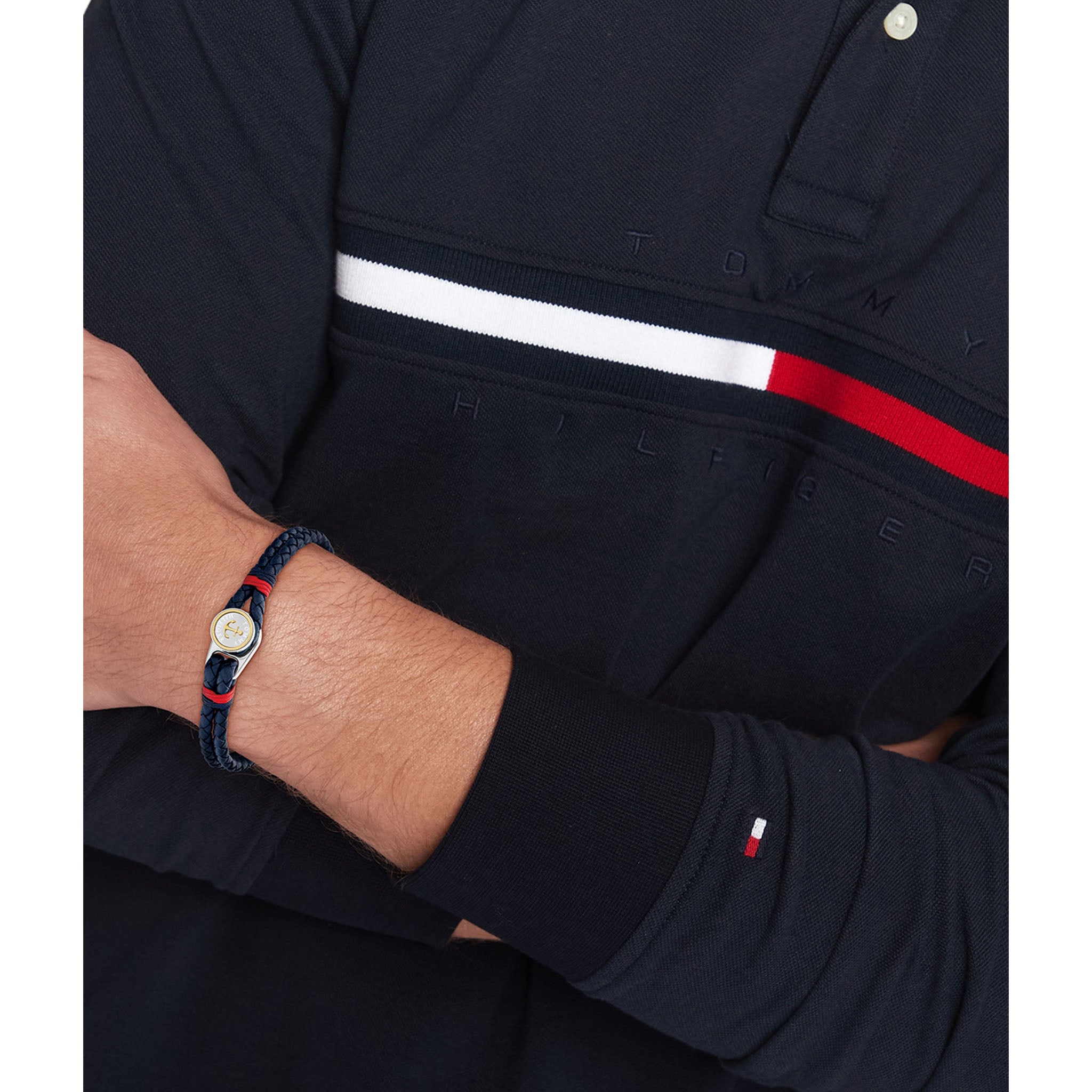 Tommy Hilfiger Jewellery Two-tone Steel & Navy Leather Men's Bracelet - 2790691