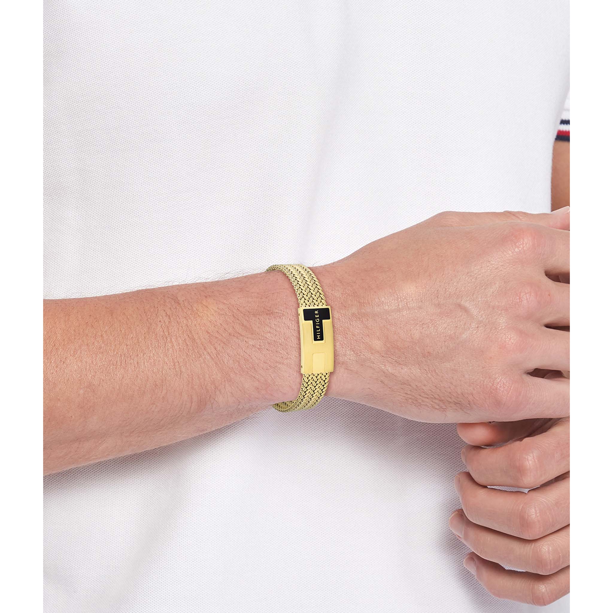 Tommy Hilfiger Jewellery Gold Steel Mesh Men's Chain Bracelet - 2790706