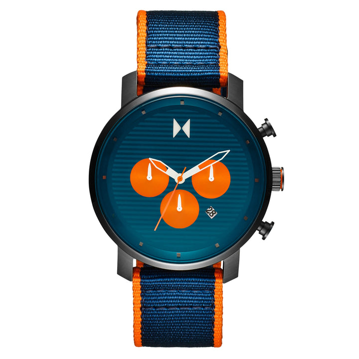 MVMT Blue & Orange Nylon Fashion Chronograph Men's Watch - 28000369D