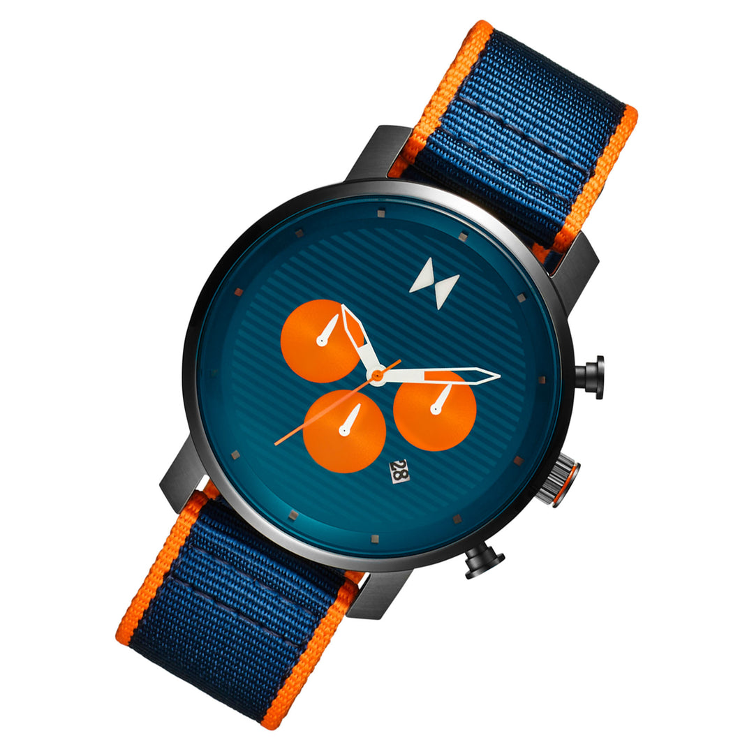 MVMT Blue & Orange Nylon Fashion Chronograph Men's Watch - 28000369D