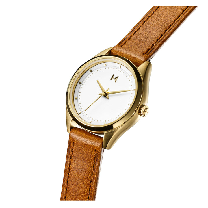 MVMT Tan Leather White Dial Women's Watch - 28000374D