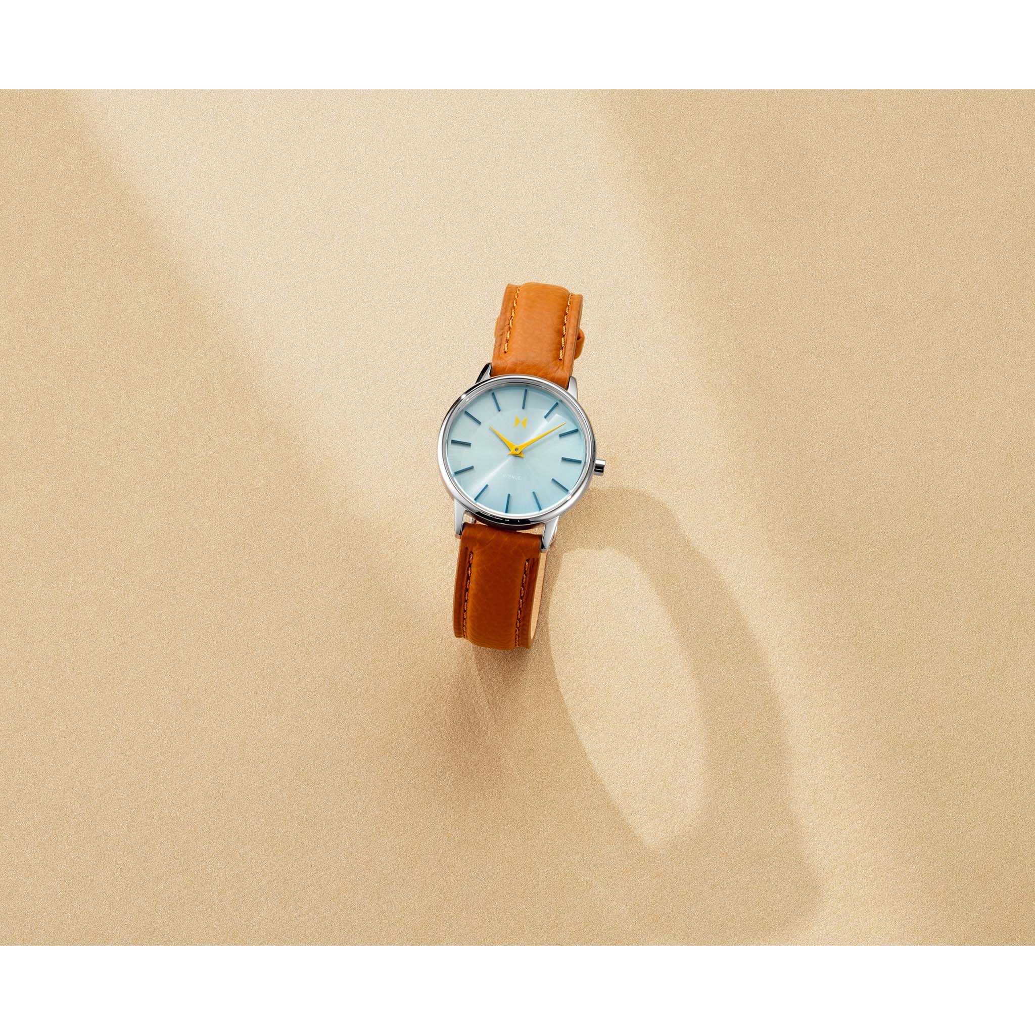 MVMT Tan Leather Light Blue Dial Women's Watch - 28000375D