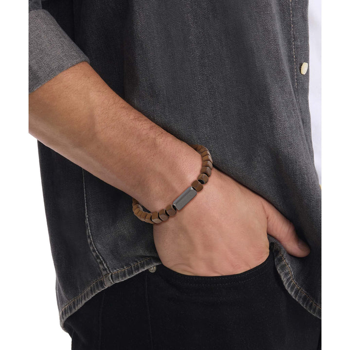 Calvin Klein Jewellery Grey Steel & Bronze Hematite Men's Bead Bracelet - 35100061