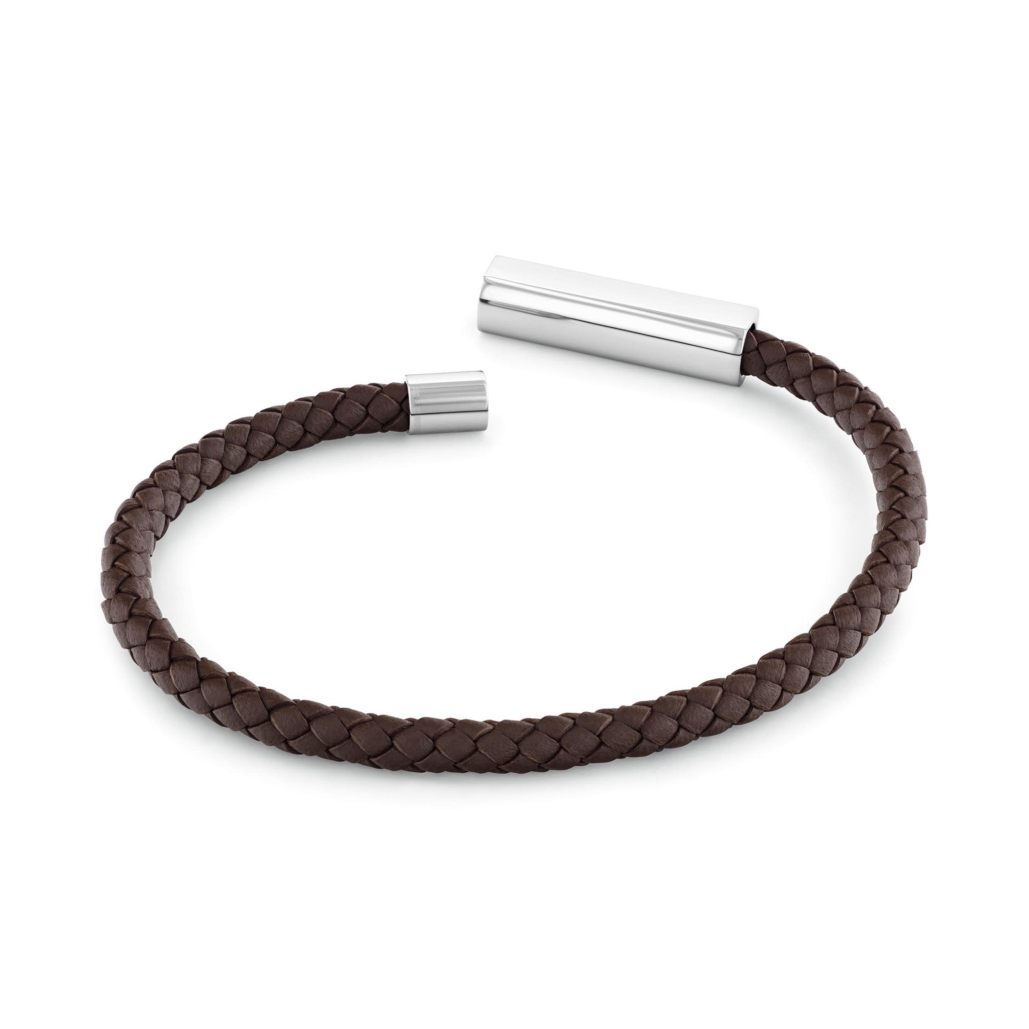 Calvin Klein Jewellery Stainless Steel & Chocolate Calfskin Men's Leather Bracelet - 35100064