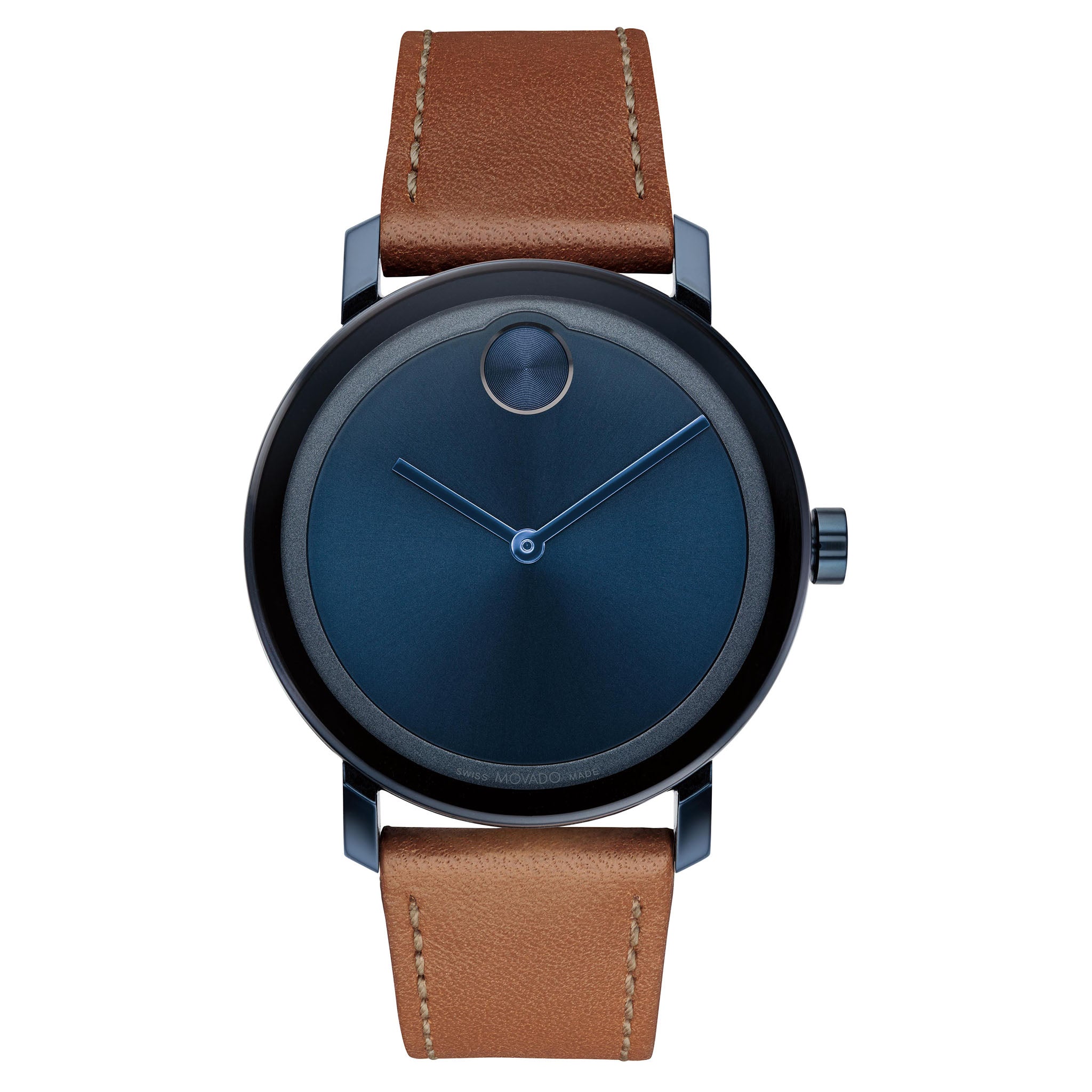 Movado Cognac Leather Blue Dial Men s Watch Swiss Made 3600806 The Watch Factory Australia