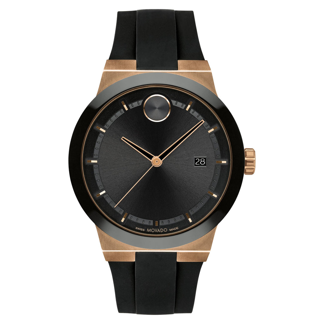 Movado Black Silicone Black Dial Swiss Men's Watch - 3600851