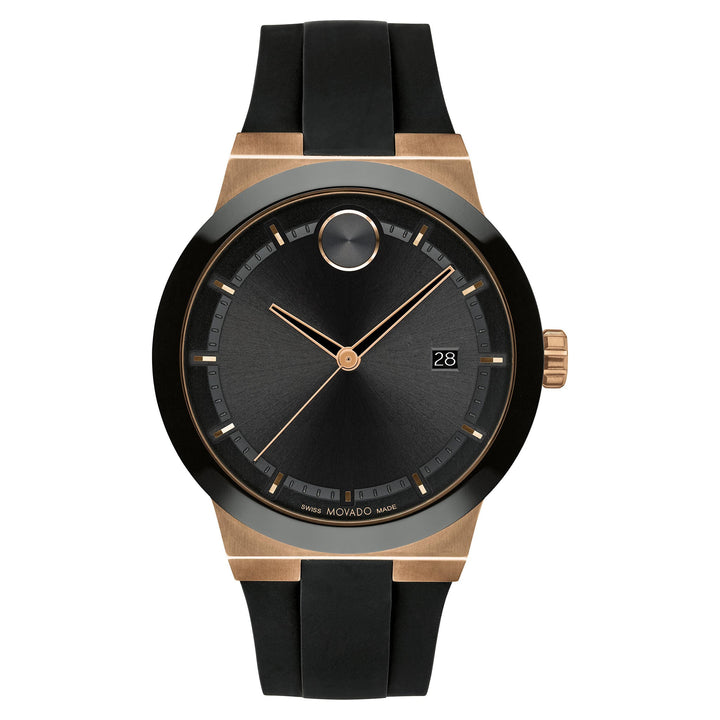 Movado Black Silicone Black Dial Swiss Men's Watch - 3600851