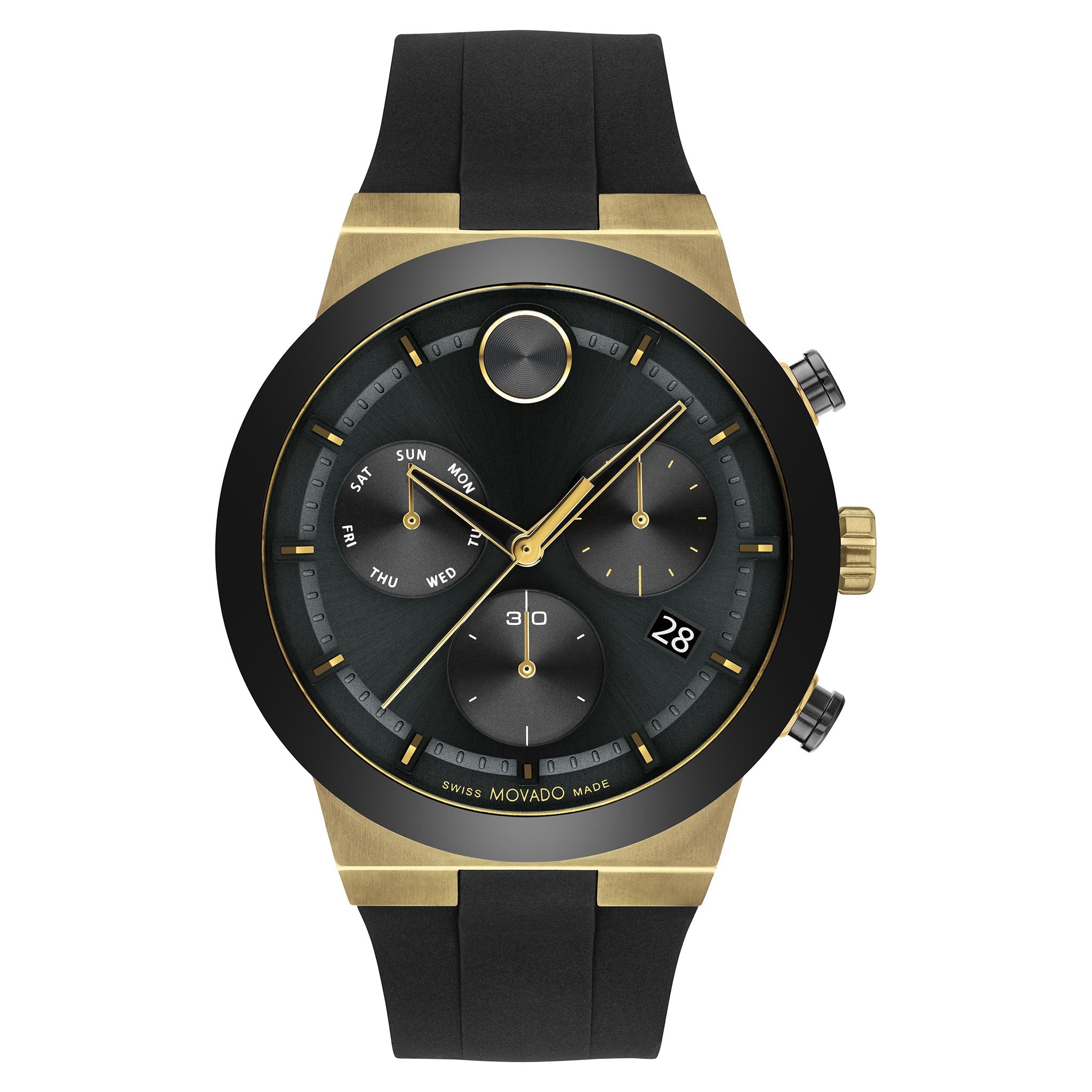 Movado Black Silicone Black Dial Swiss Chronograph Men's Watch - 3600855