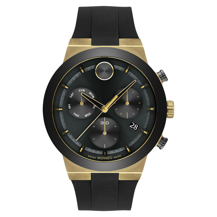 Movado Black Silicone Black Dial Swiss Chronograph Men's Watch - 3600855