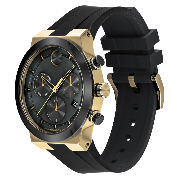 Movado Black Silicone Chronograph Men's Swiss Made Watch - 3600855