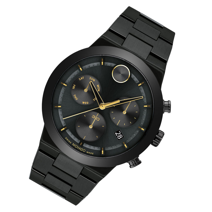 Movado Black Steel Chronograph Men's Swiss Made Watch - 3600857