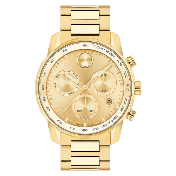 Movado Gold Steel Chronograph Men's Swiss Made Watch - 3600866