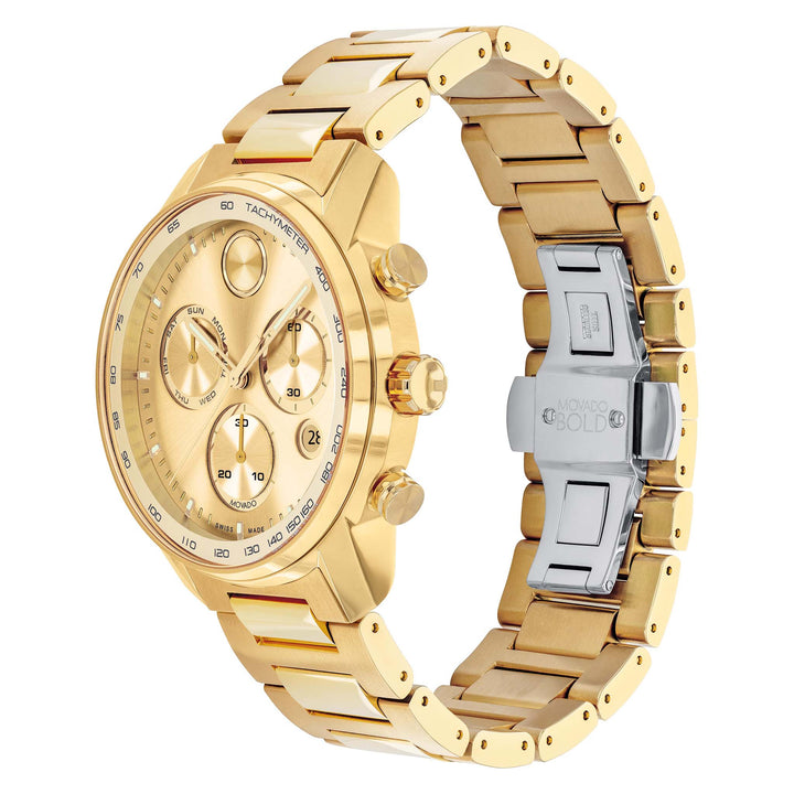 Movado Gold Steel Chronograph Men's Swiss Made Watch - 3600866