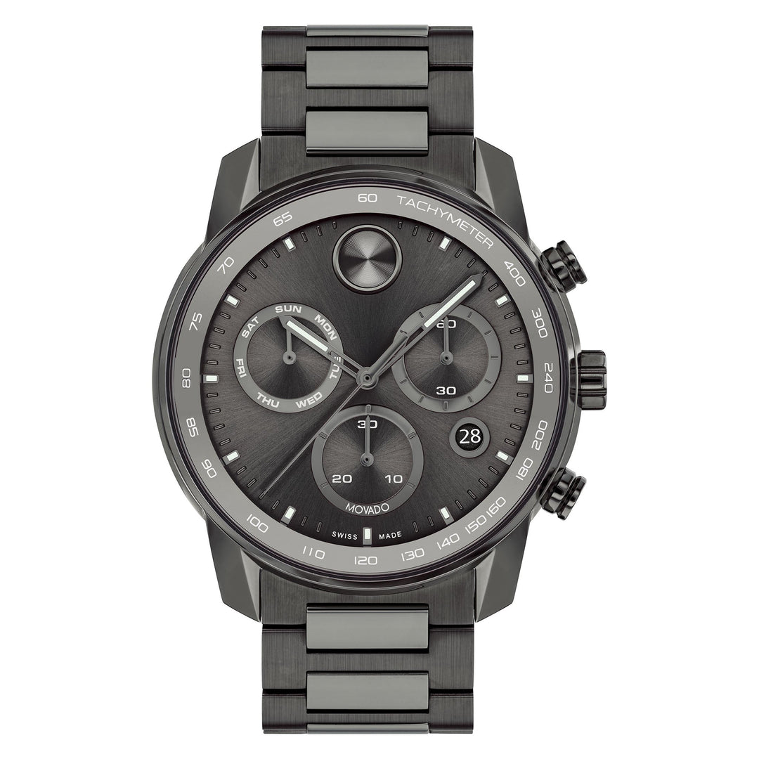 Movado Gunmetal Steel Gunmetal Dial Swiss Chronograph Men's Watch - 3600867