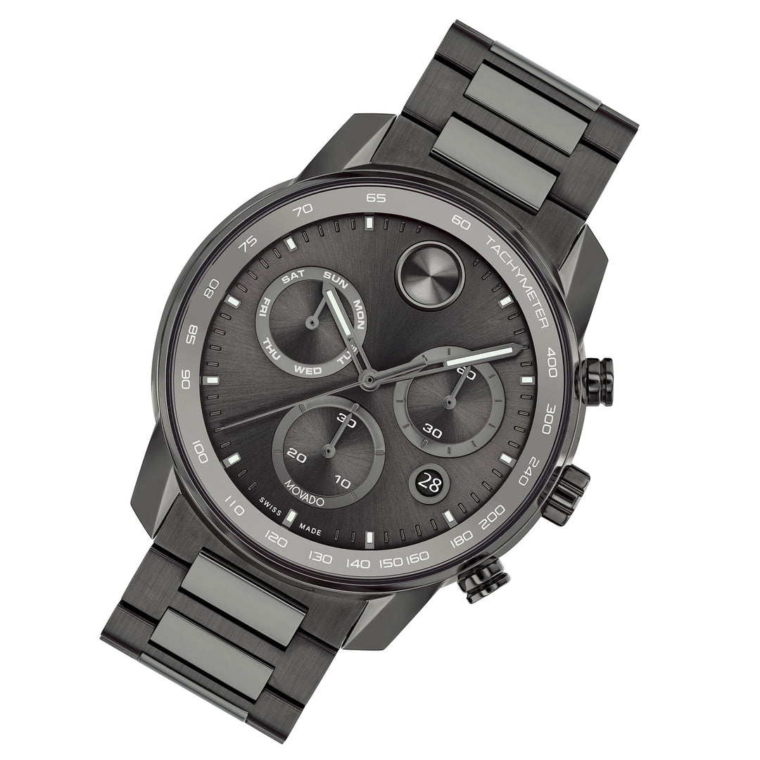 Movado Gunmetal Steel Chronograph Men's Swiss Made Watch - 3600867