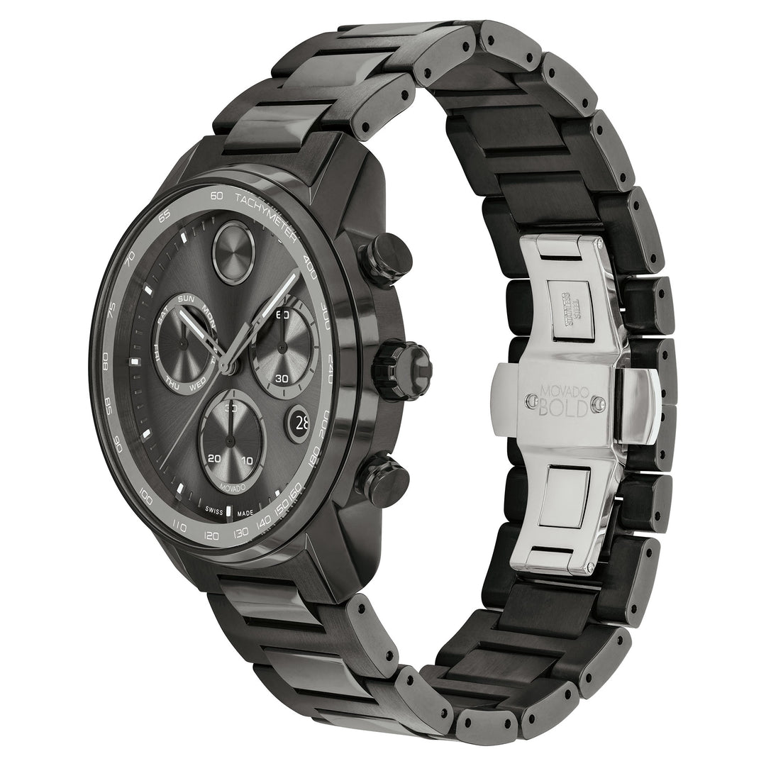 Movado Gunmetal Steel Chronograph Men's Swiss Made Watch - 3600867