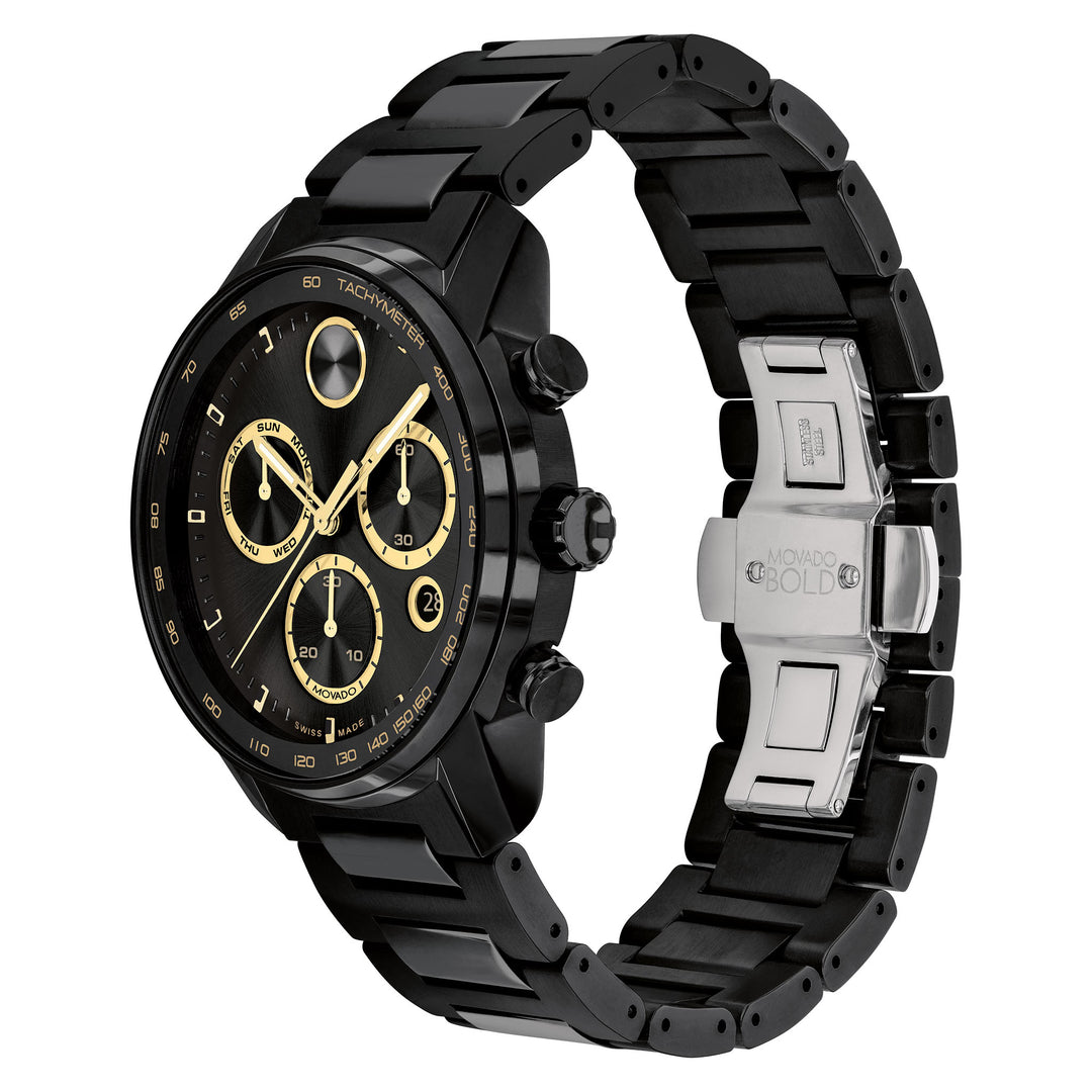 Movado Black Steel Chronograph Men's Swiss Made Watch - 3600906