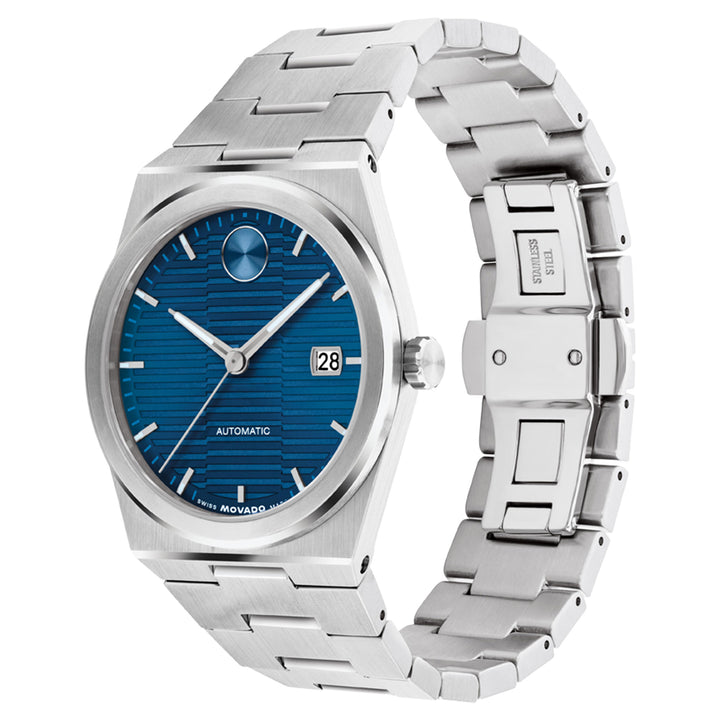 Movado Stainless Steel Blue Dial Automatic Men's Swiss Made Watch - 3600940