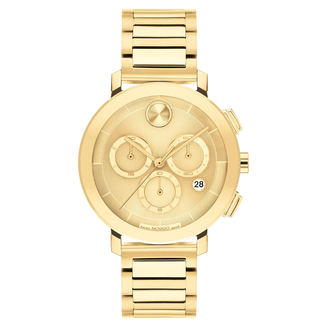 Movado Bold Ionic Plated Light Gold Steel Gold Dial Swiss Chronograph Women's Watch - 3600967