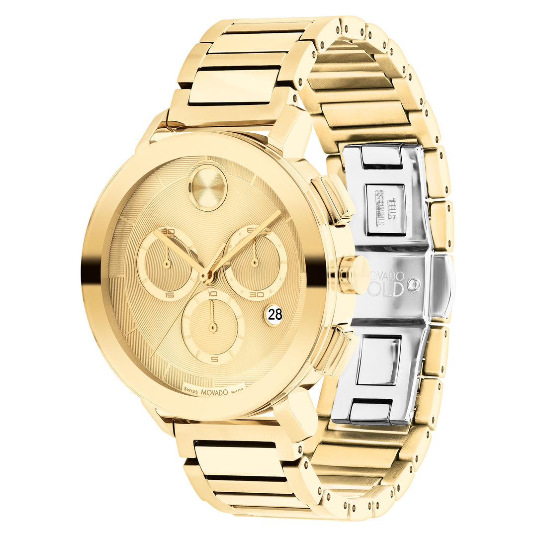 Movado Light Gold Steel Gold Dial Chronograph Women's Swiss Made Watch - 3600967