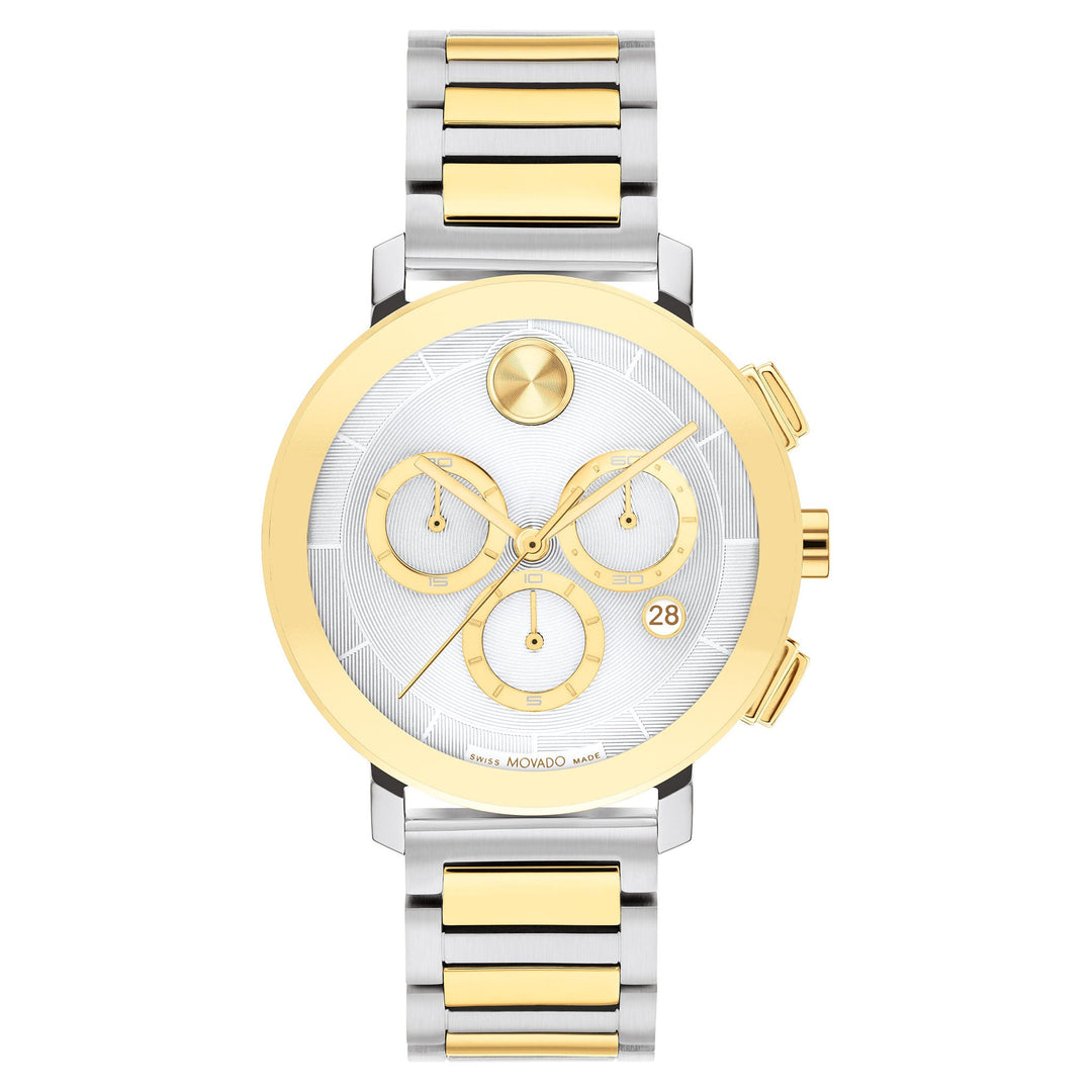 Movado Bold Two Tone Stainless Steel Silver Dial Swiss Chronograph Women's Watch - 3600968