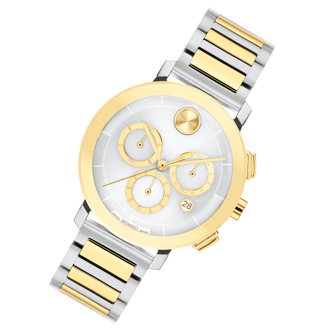 Movado Two-Tone Steel Silver Dial Chronograph Women's Swiss Made Watch - 3600968