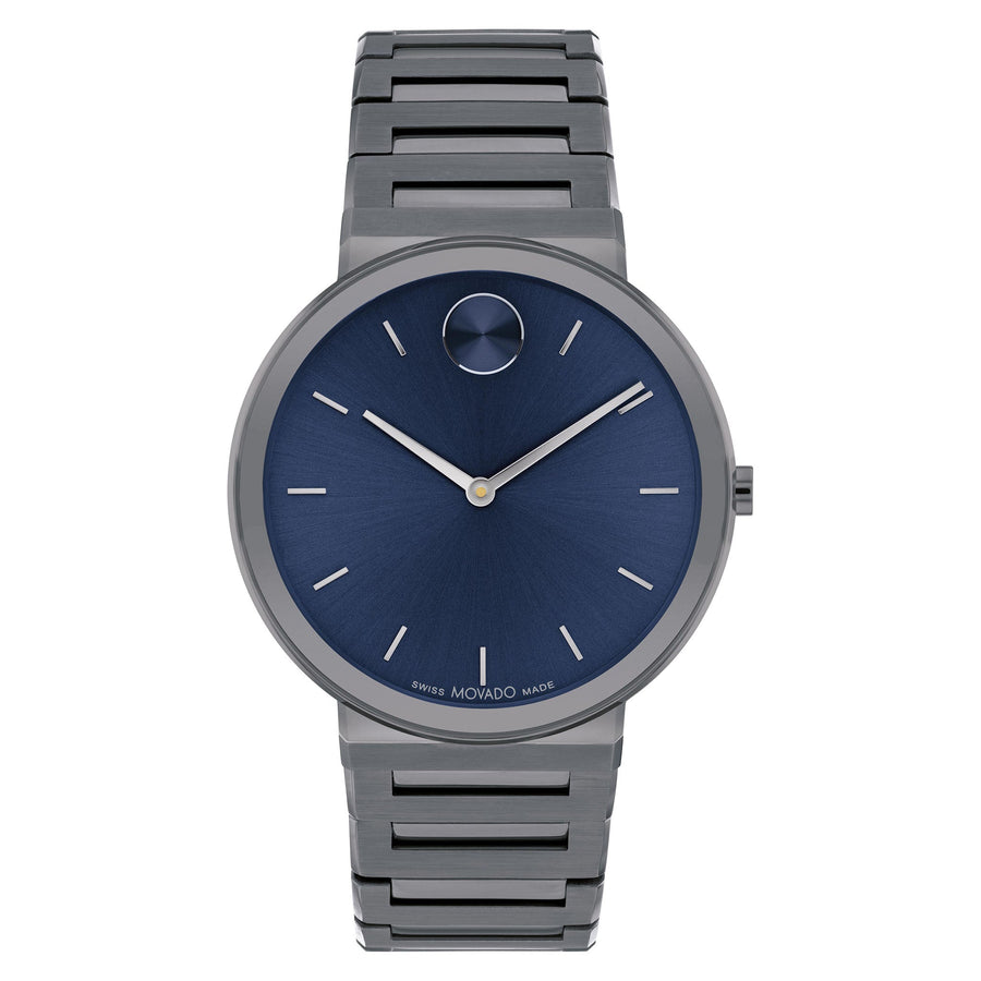 Movado Bold Ionic Plated Grey Steel Blue Dial Swiss Men's Watch - 3601076