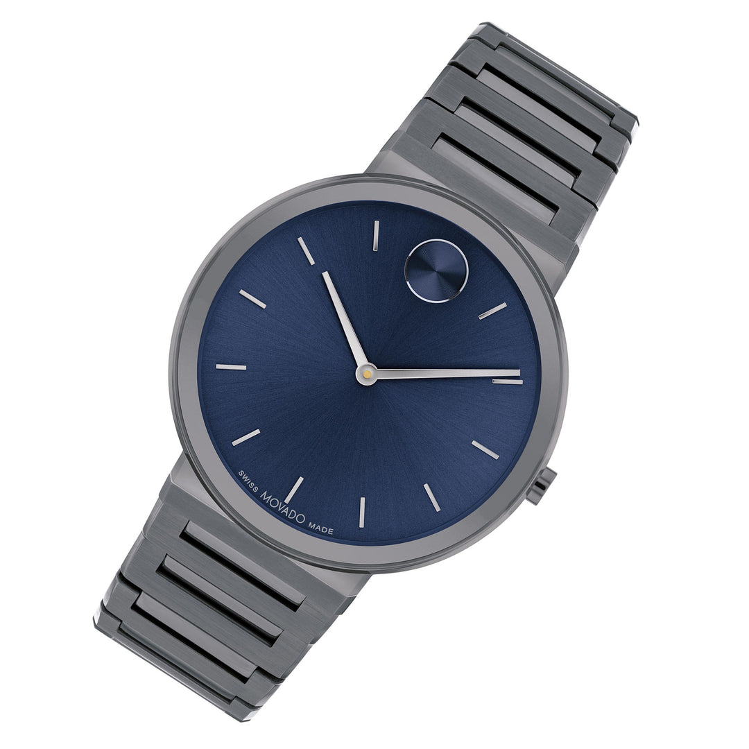 Movado Grey Steel Blue Dial Men's Swiss Made Watch - 3601076