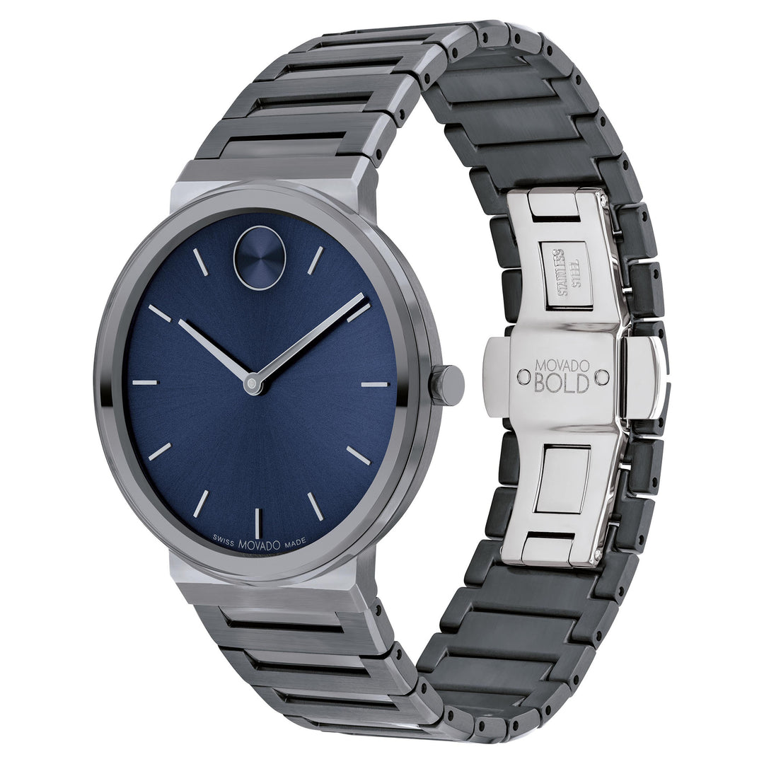 Movado Grey Steel Blue Dial Men's Swiss Made Watch - 3601076