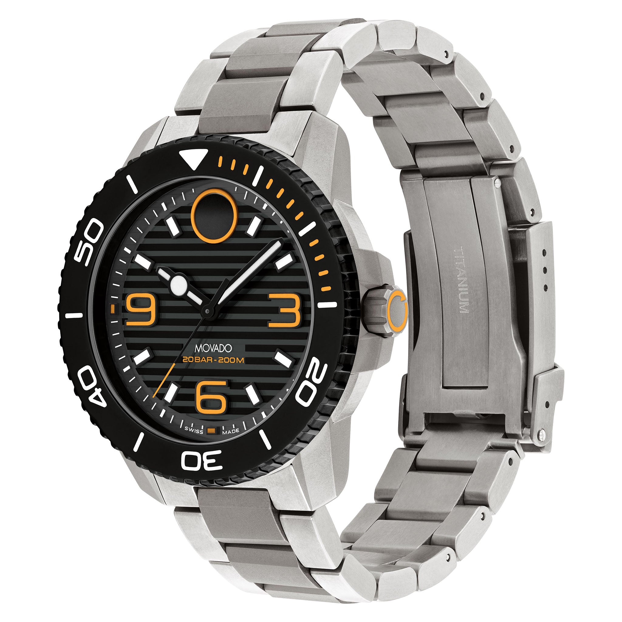 Movado Titanium Black Dial Men's Swiss Made Watch - 3601121