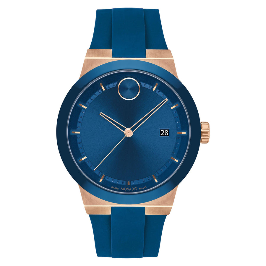 Movado Bold Blue Silicone Blue Dial Swiss Men's Watch - 3601140