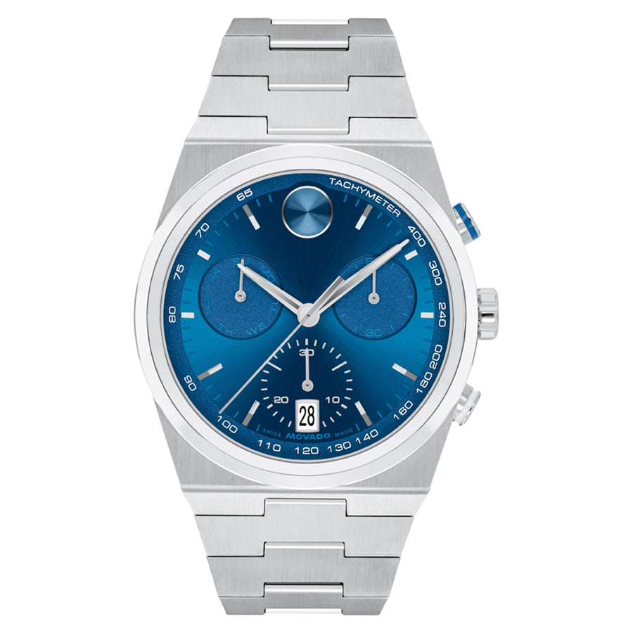 Movado Bold Stainless Steel Blue Dial Swiss Chronograph Men's - 3601199