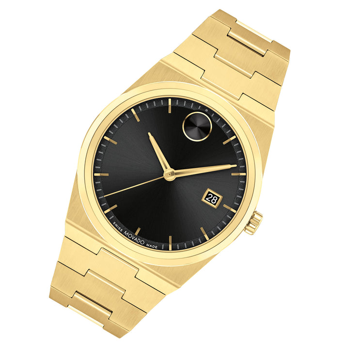 Movado Gold Steel Black Dial Men's Swiss Made Watch - 3601223