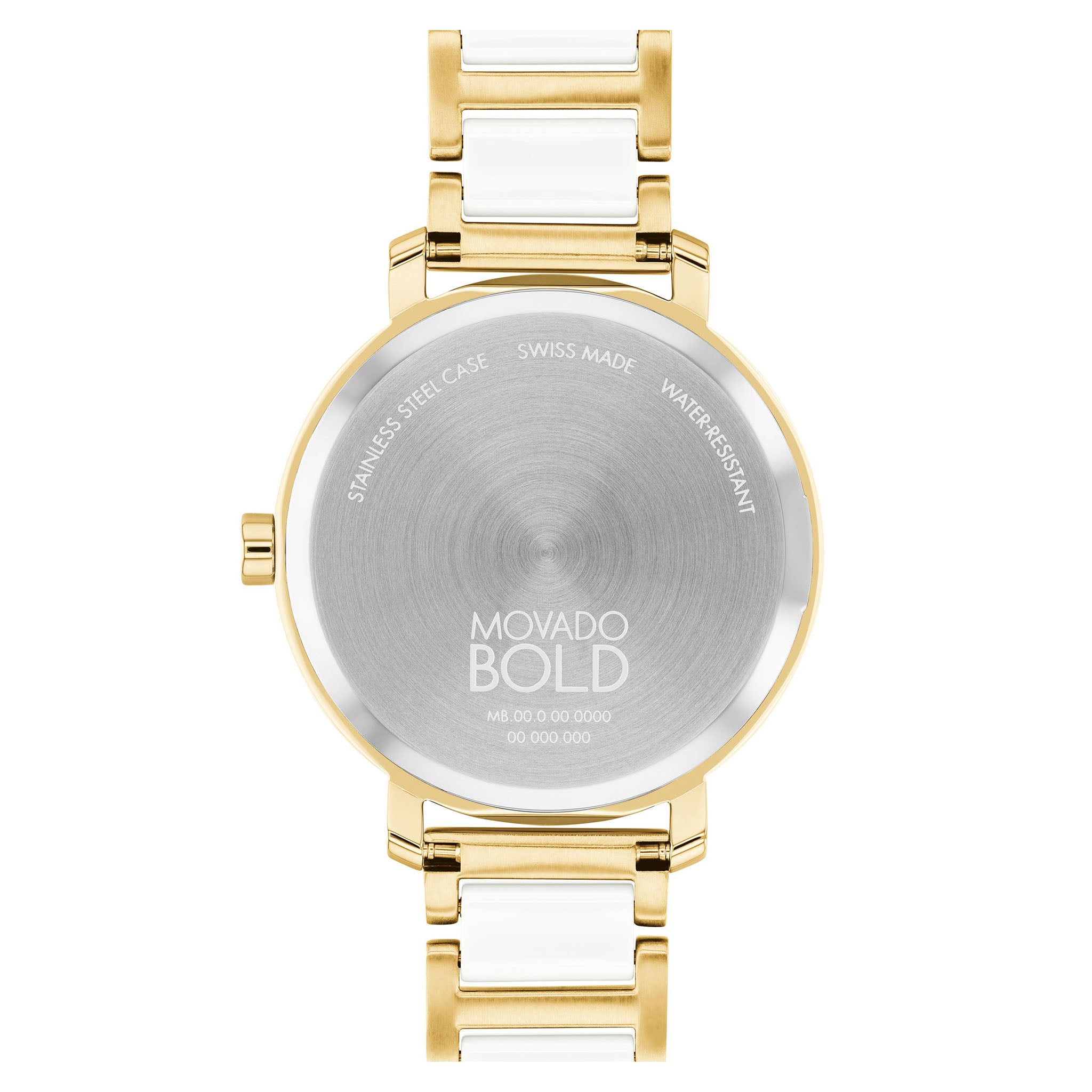 Movado Light Gold Steel & White Ceramic Silver White Dial Women's Swiss Made Watch - 3601238