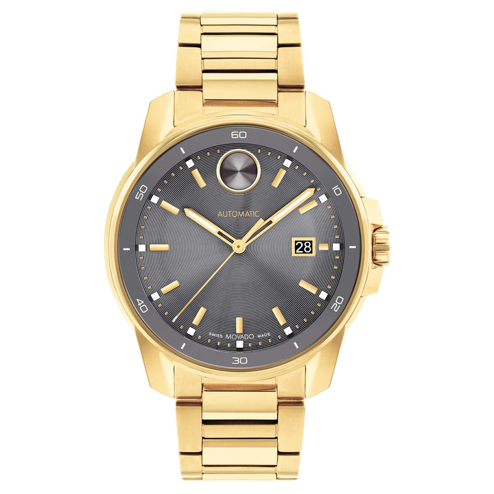 Movado Bold Ionic Plated Gold Steel Grey Dial Swiss-Automatic Men's Watch - 3601250