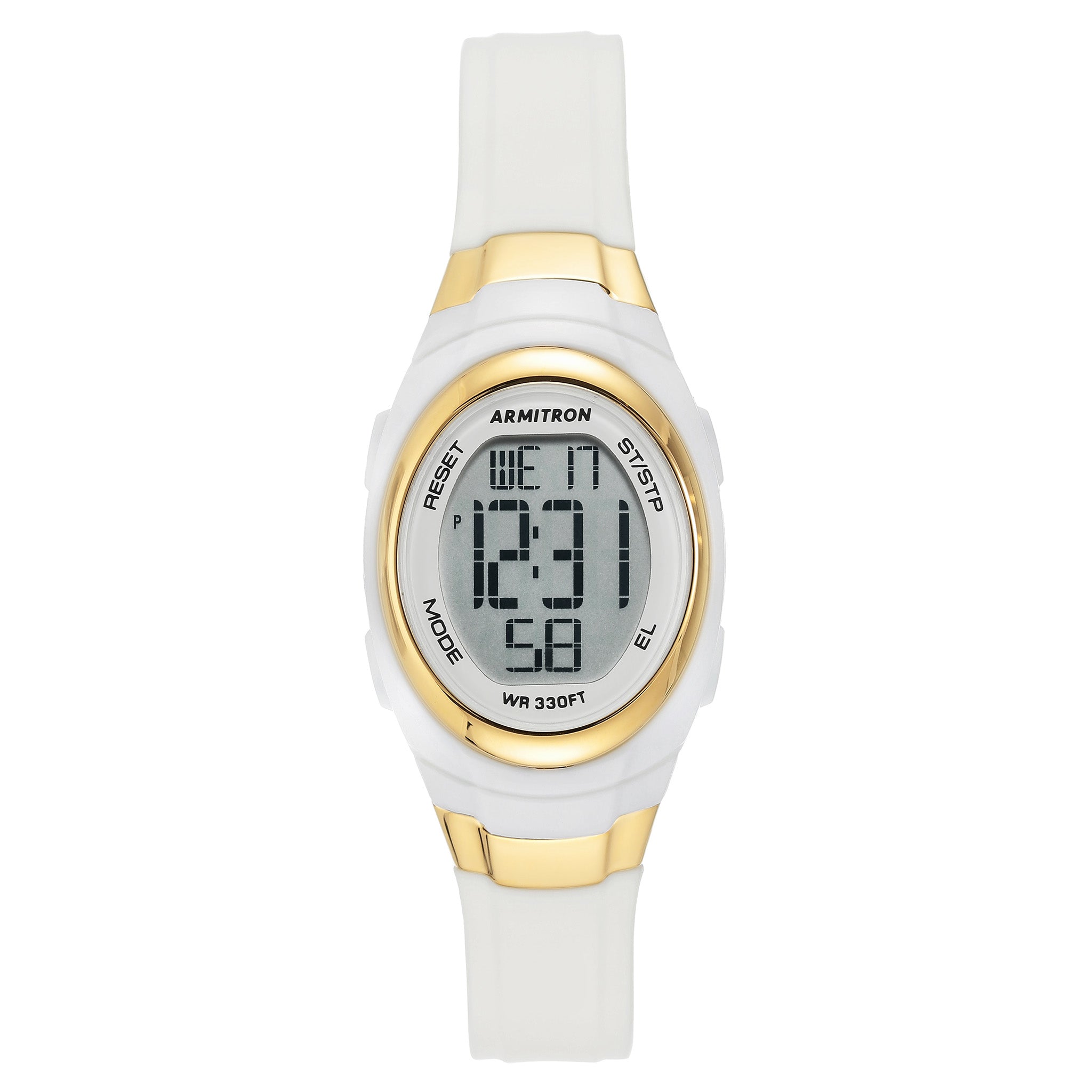 Armitron Plastic White Dial Plastic Ladies Watch - 457034GLD