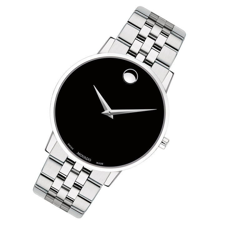 Movado Stainless Steel Black Dial Men's Swiss Made Watch - 607199