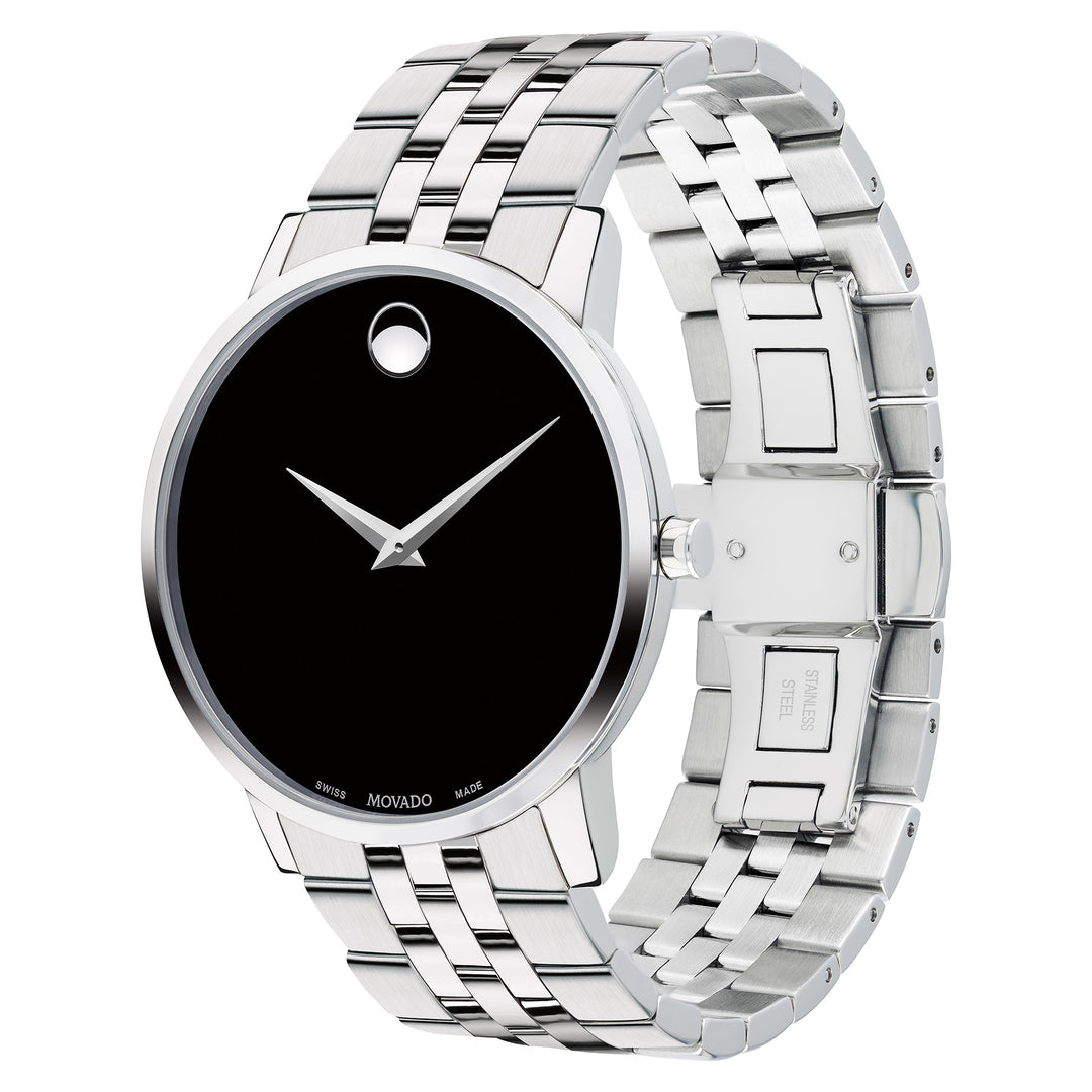 Movado Stainless Steel Black Dial Men's Swiss Made Watch - 607199