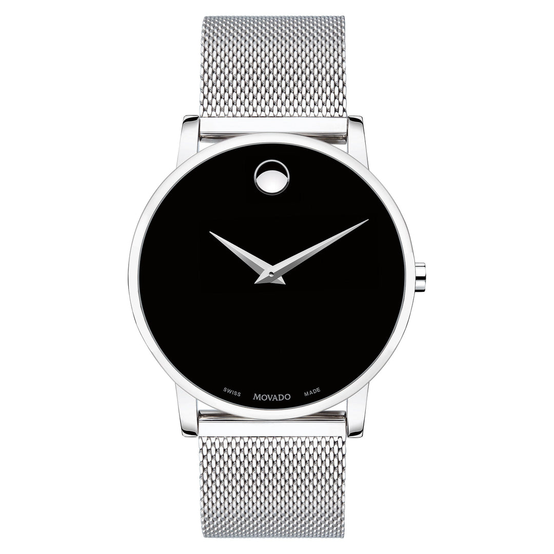 Movado Stainless Steel Black Dial Swiss Men's Watch - 607219