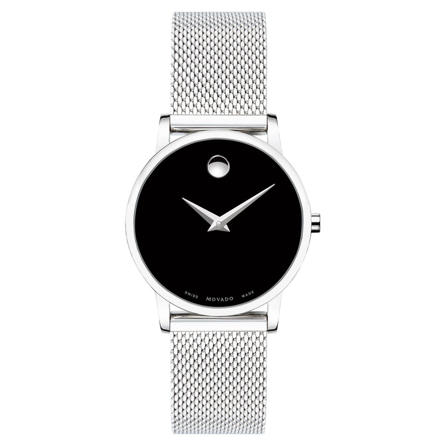 Movado Stainless Steel Black Dial Swiss Women's Watch - 607220