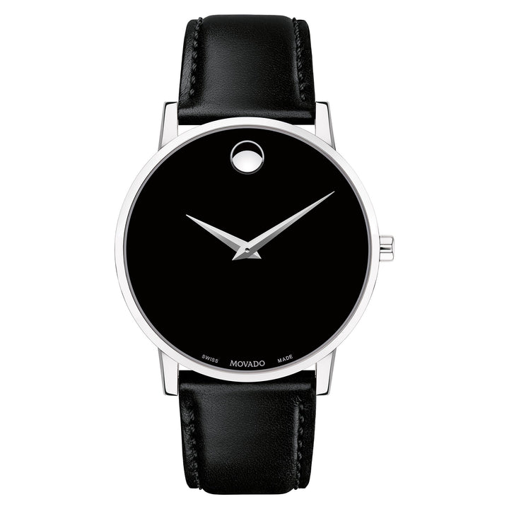 Movado Black Calfskin Black Dial Swiss Men's Watch - 607269