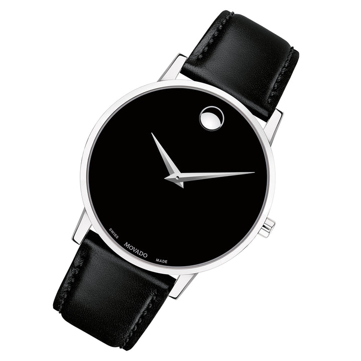 Movado Leather Black Dial Men's Swiss Made Watch - 607269