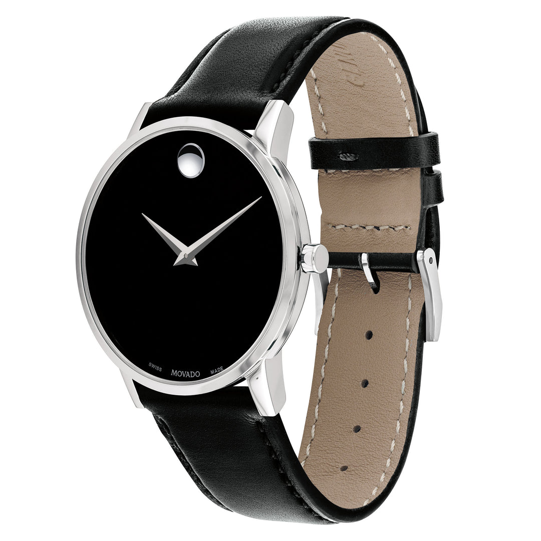 Movado Leather Black Dial Men's Swiss Made Watch - 607269