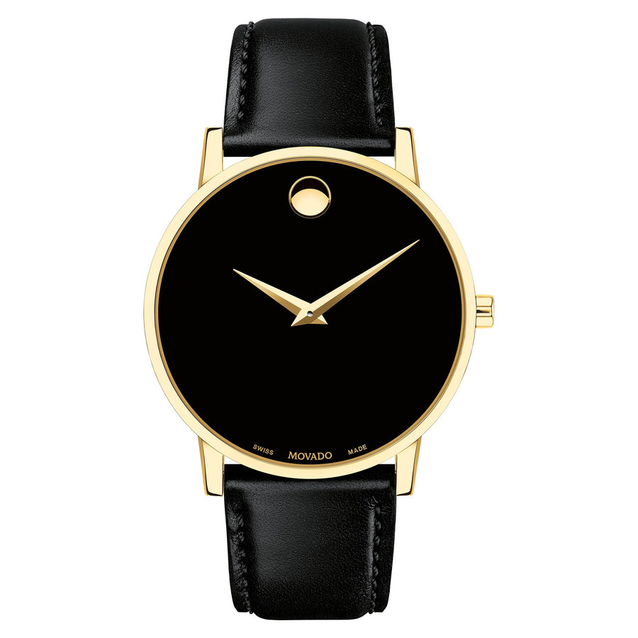 Movado Black Calfskin Black Dial Swiss Men's Watch - 607271