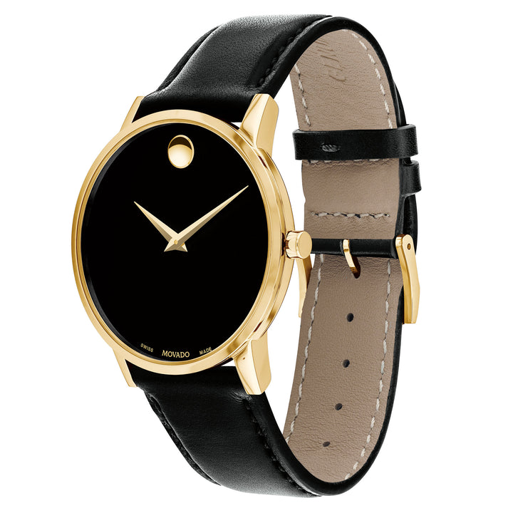 Movado Black Leather Men's Swiss Made Watch - 607271