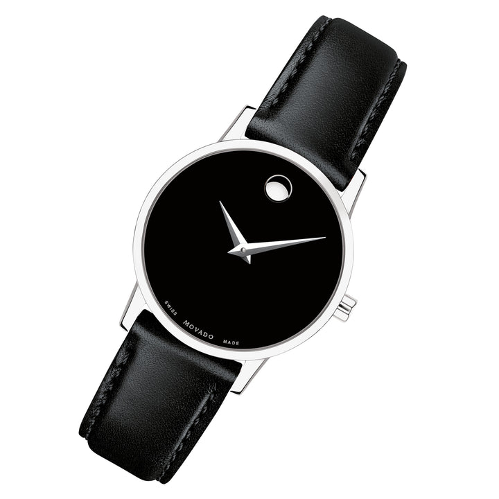 Movado Black Leather Women's Swiss Made Watch - 607274